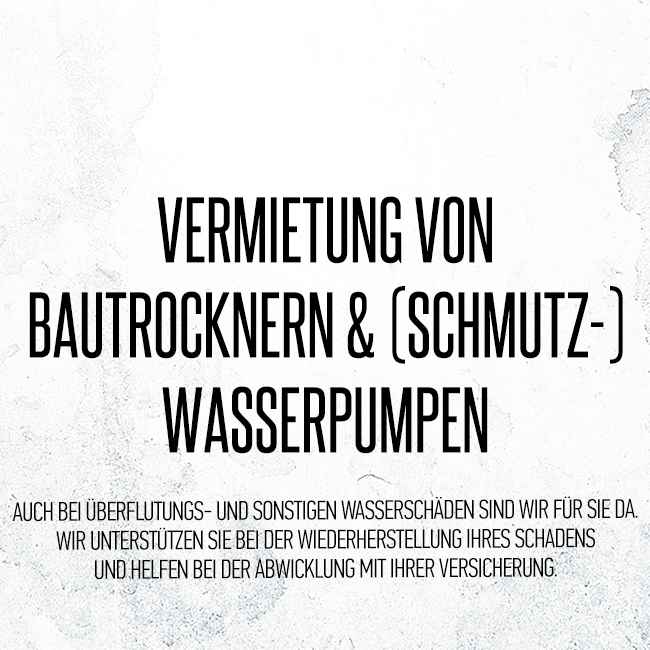 Vermietung von Bautrocknern und Wasserpumpen bei SD Baukonzept in Hagen